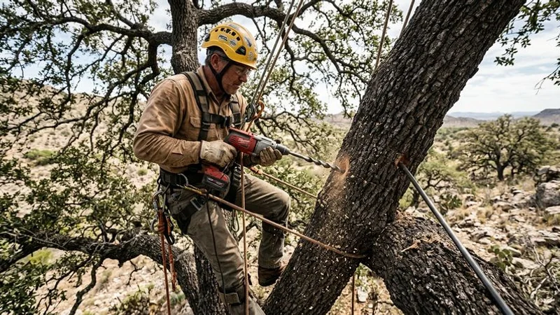 Professional tree bracing installation process